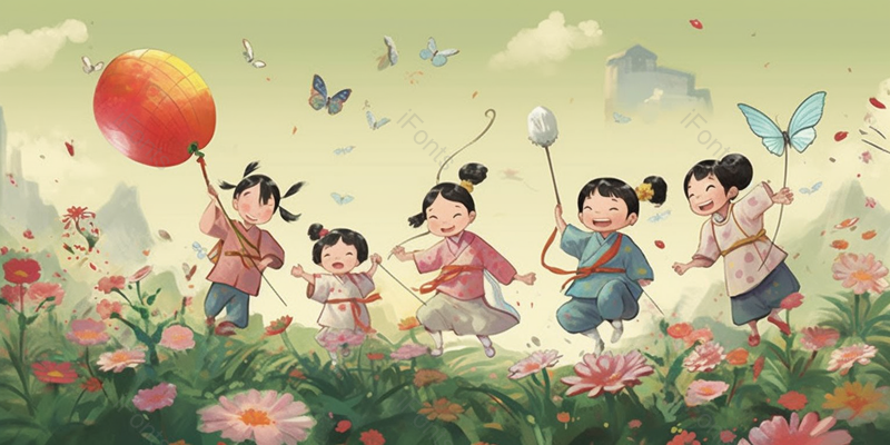 儿童户外放风创意卡通背景,插画/手绘图,插画/手绘图库,插画/手绘图下载,插画/手绘